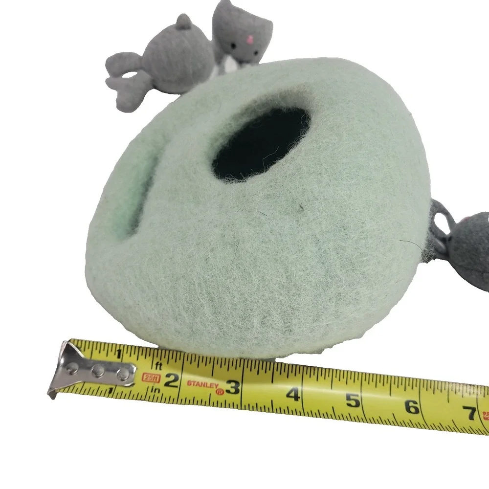 LOVEVERY Burrow of Bunnies Toy Green Wool Gray Cotton Baby Bunny Rabbits natural